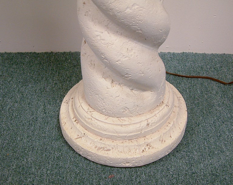 Mid-Century Modern White Plaster Twist Floor Lamp